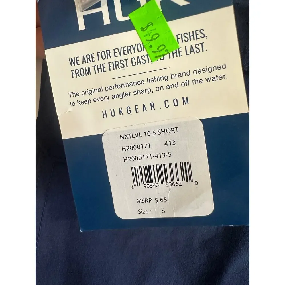 Huk NWT Next Level 10.5 Inch Shorts Sz S Fishing Navy Blue Outdoor Athletic